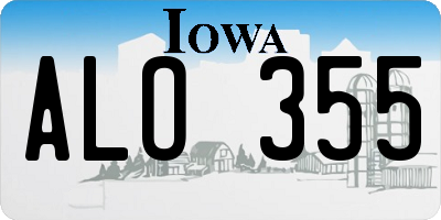 IA license plate ALO355