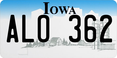 IA license plate ALO362