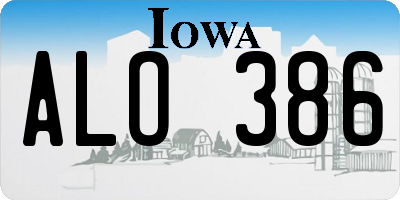 IA license plate ALO386