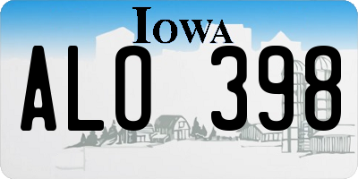 IA license plate ALO398