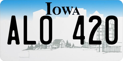 IA license plate ALO420