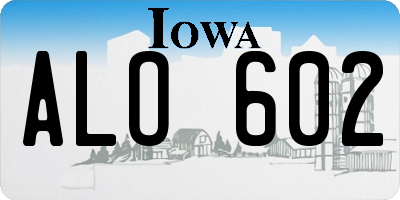IA license plate ALO602