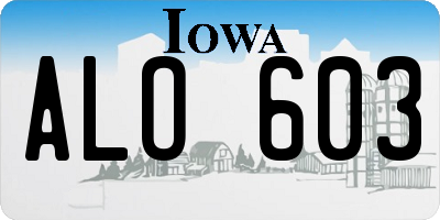 IA license plate ALO603