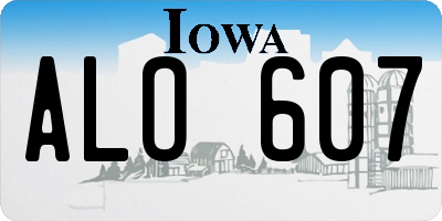 IA license plate ALO607