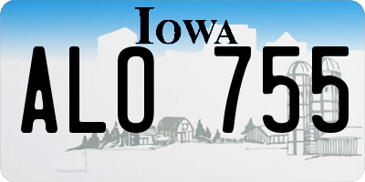 IA license plate ALO755
