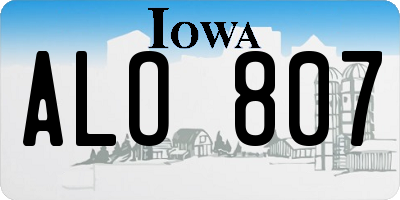 IA license plate ALO807