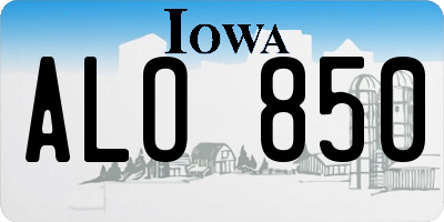 IA license plate ALO850
