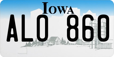 IA license plate ALO860