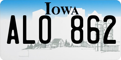IA license plate ALO862