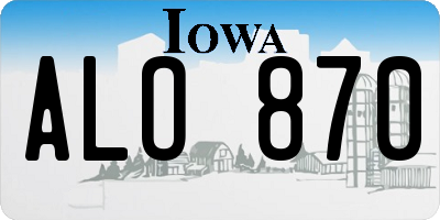 IA license plate ALO870