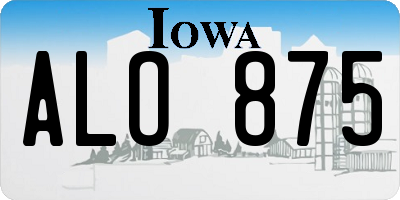 IA license plate ALO875
