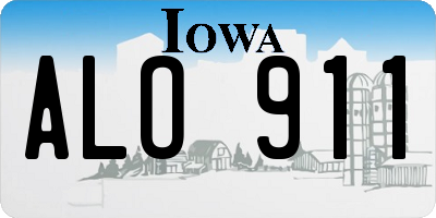 IA license plate ALO911
