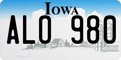 IA license plate ALO980