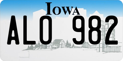 IA license plate ALO982
