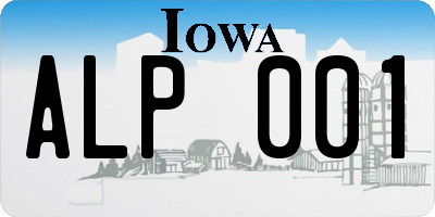 IA license plate ALP001