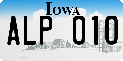 IA license plate ALP010