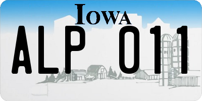 IA license plate ALP011