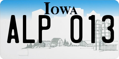 IA license plate ALP013