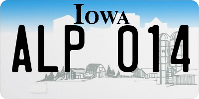 IA license plate ALP014