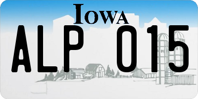 IA license plate ALP015