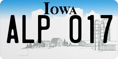 IA license plate ALP017