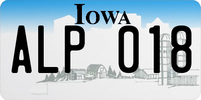 IA license plate ALP018