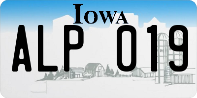 IA license plate ALP019