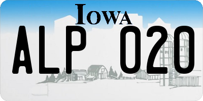 IA license plate ALP020