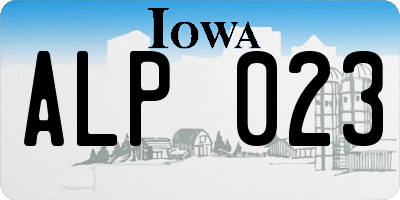 IA license plate ALP023