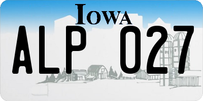 IA license plate ALP027