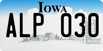 IA license plate ALP030