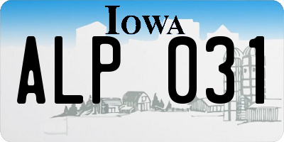 IA license plate ALP031