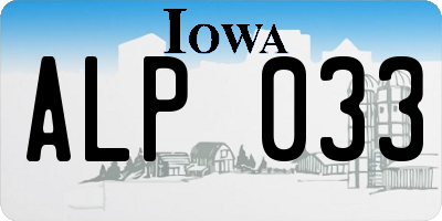 IA license plate ALP033