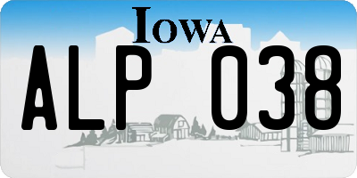 IA license plate ALP038