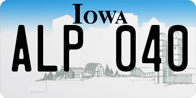 IA license plate ALP040