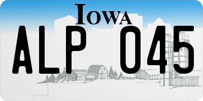 IA license plate ALP045