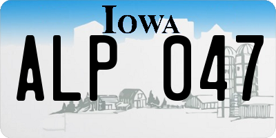 IA license plate ALP047