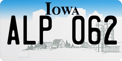IA license plate ALP062