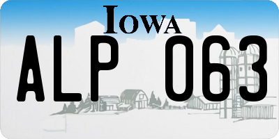 IA license plate ALP063