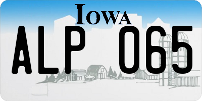 IA license plate ALP065