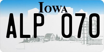 IA license plate ALP070