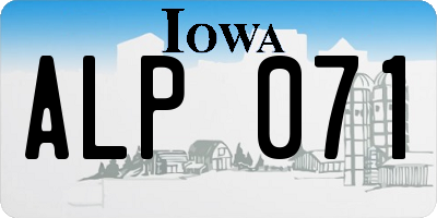 IA license plate ALP071