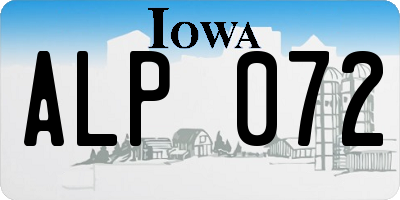 IA license plate ALP072