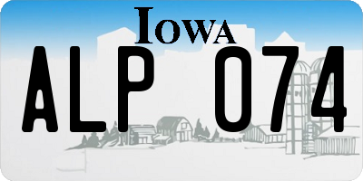 IA license plate ALP074