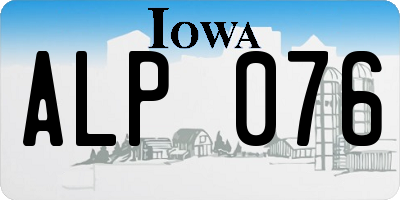 IA license plate ALP076