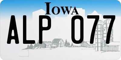 IA license plate ALP077