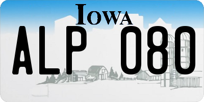 IA license plate ALP080