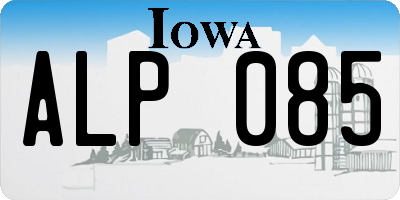 IA license plate ALP085