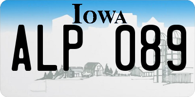 IA license plate ALP089