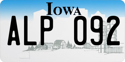 IA license plate ALP092